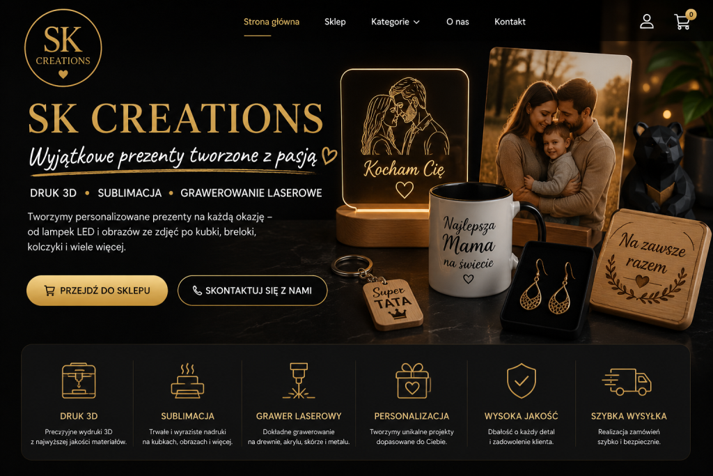 Personalizowane prezenty SK CREATIONS – druk 3D, sublimacja i grawerowanie